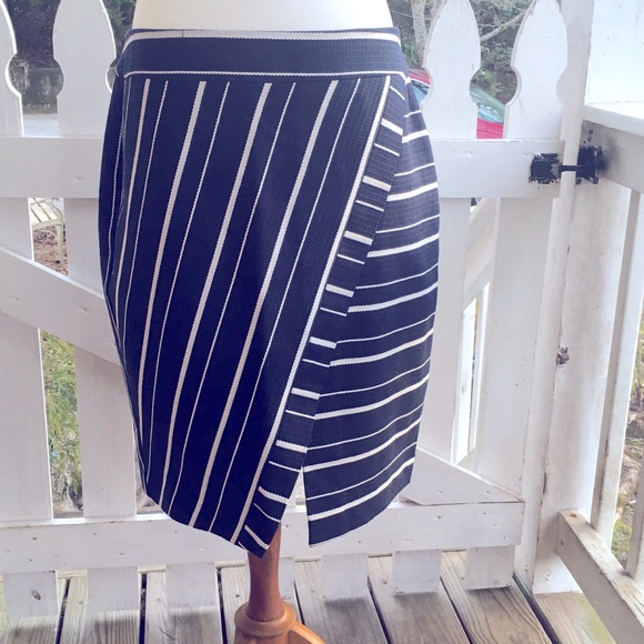 LOFT Dresses & Skirts - NWOT Loft Striped Faux Wrap Skirt 12 FREE SHIP